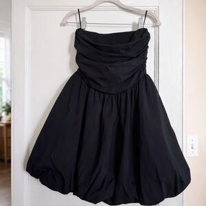H&M Black Strapless Bubble Mini Dress